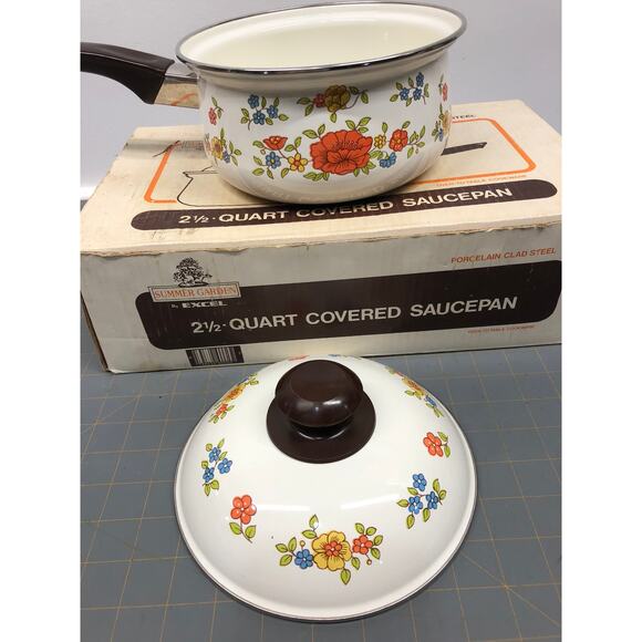 Vintage Summer Garden By Excel 2 1/2 Qt Sauce Pan w/ lid Flowers Original Box - Picture 9 of 9